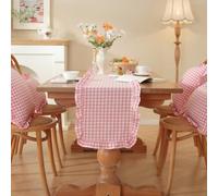 Cotton Table per runner 35x160cm Ruffled Edge Cotton Table per(Pink A) | pure cotton, soft breathable fabric, ruffled edge design, 35x160cm size, natural comfort