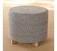 Cotton Thread Footstool Ottoman for Bedroom and Living Room Round Shoe Change Stool in Grey 40x31cm
