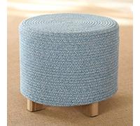 Cotton Thread Round Footstool Ottoman for Bedroom and Living Room Gray 30 x 31 cm