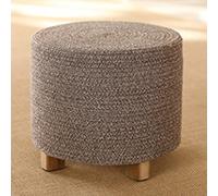 Cotton Thread Round Footstool Ottoman for Bedroom and Living Room Green 40 x 31 cm