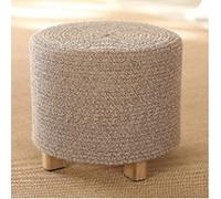 Cotton Thread Round Footstool Ottoman for Living Room and Bedroom Blue Grey 30 x 31 cm