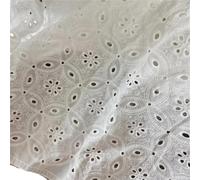 Cotton White Hollow Lace Embroidery Fabric
