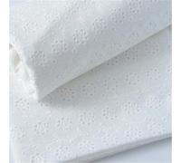Cotton White Hollow Lace Embroidery Fabric