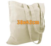 Cottonbagjoe Borsa di cotone | 38x42 cm | 10 pezzi | colore natura | senza stampa | tinta unita | due manici lunghi | pitturabile | Certificazione Öko-tex 100 | Sacchetto di juta | Borsa di tela