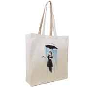 Cottonbagjoe Borsa in iuta per canva, in tessuto simile al jeans (molto robusta e resistente) non stampata con piega laterale e fondo e due manici lunghi 38 x 42 x 10 cm, Nola (White Rain)