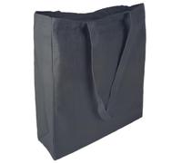 Cottonbagjoe Borsa in iuta per canva, in tessuto simile al jeans (molto robusta e resistente) non stampata con piega laterale e fondo e due manici lunghi 38 x 42 x 10 cm, grigio., 38 x 42 x 10 cm