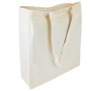 Cottonbagjoe: Borsa per il trasporto in tela, molto resistente e durevole, non stampata, con pieghe laterali e sul fondo e due lunghi manici per il trasporto, 38 x 42 x 10 cm, colore naturale