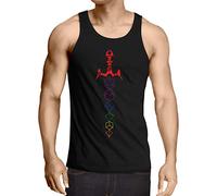 CottonCloud DND Sword Tank Top Uomo Canotta Canottiera ANHANG_IT, Dimensione:L, Colore:Nero