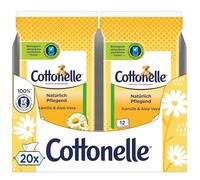 Cottonelle Carta igienica umida da viaggio, cura naturale, camomilla e aloe vera, rapida dissoluzione, confezione risparmio da 20 x 12 salviette, biodegradabile