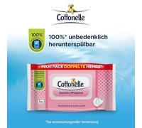 Cottonelle Carta igienica umida, nutriente sensibile, senza profumo, biodegradabile, senza plastica, richiudibile, 1 x 84 salviettine umidificate (confezione singola)