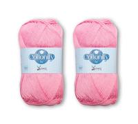 Cottonify Ne 6/4 Confezione da 2 gomitoli di filato mercerizzato per uncinetto e lavoro a maglia, 100% cotone pettinato, peso medio, filato morbido gasato e mercerizzato, 100 g per gomitolo (2, rosa