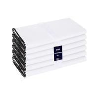 Cottoniva 50x50 cm Set di 6 tovaglioli di stoffa di cotone 100%, riutilizzabili, grandi tovaglioli, tessuto di puro cotone, di alta qualità, ideali per uso domestico ed eventi - Nero Bianco