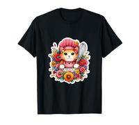 Cottura Chef Cucinare Gatto Cottagecore Floreale Anime Maglietta