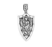 COTTVOTT Ciondolo a forma di croce ortodossa orientale con San Michele, patrono di San Cristoforo, in acciaio inox, per donne e uomini