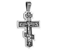 COTTVOTT Ciondolo a forma di croce ortodossa orientale, in acciaio inox, stile retrò, religioso, crocifisso, bizantino, cristiano, solo per uomini e donne