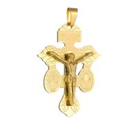 COTTVOTT Ciondolo a forma di crocifisso indulgenza, medaglia di San Benedetto, tripla minaccia, ciondolo a croce cattolica, per donne e uomini