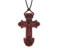 COTTVOTT Collana con ciondolo a forma di croce ortodossa, in legno, con crocifisso cristiano, preghiera, Gesù, per donne e uomini, in legno