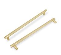 COTYKILEY Confezione da 10 maniglie in ottone spazzolato da 256 mm, con zigrinatura dorata, per armadi da cucina, cassetti, credenze