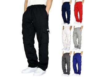 Couawaticy Joggers da uomo UK Tuta da jogging nera Pantaloni da jogging da uomo in pile Pantaloni della tuta con orlo aperto con tasche Pantaloni con coulisse Pantaloni da palestra Allenamento, Nero