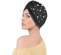 Coubeau Cappello Turbante da Donna con Accessori in Perle Laterali e Pieghettate Cappello Turbante Musulmano Anti-Caduta dei Capelli