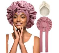 Coubeau Cuffia Capelli ricci Notte Cuffia seta Capelli notte Asciugamano microfibra Capelli Set di Cuffie per Capelli asciutti Nightcap