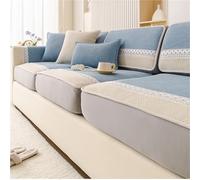Couch Covers For 2/3/4 Cushion Couch Sofa, Full Flat Non-Slip Seat Cover With Silicone Dots, Machine Washable, Non-Slip Sofa Protector(Blu,75 * 75cm)