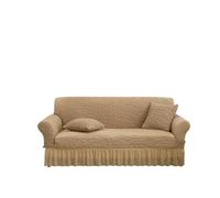 couchcover, Copridivano elasticizzato con gonna for divano da 1/2/3/4 posti, super morbido, in tessuto a bolle, anti-scivolo, a prova di animali domestici ,for home(Light Camel,1-Seater 90-140cm)