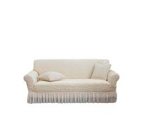 couchcover, Copridivano elasticizzato con gonna for divano da 1/2/3/4 posti, super morbido, in tessuto a bolle, anti-scivolo, a prova di animali domestici ,for home(Creamy White,1-Seater 90-140cm)