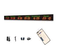 COUCHO Orologio con fusi orari mondiali, orologio digitale a LED multi-città con 6 fusi orari, luminosità regolabile a 5 livelli, materiale in lega di alluminio, luminosità 1000CD, visibilità