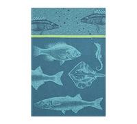 Coucke Asciugamano in cotone francese Jacquard Panca di Pesci Blu 50,8 x 76,2 cm Turchese