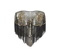Coucoland 1920s Stola da donna, con paillettes, per abito da sera, stile anni 20, stile Gatsby, Oro nero, Taglia unica