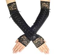 Coucoland Guanti da donna lunghi con laccetti, guanti da mezza mano, accessori perfetti per feste, carnevale e costumi, Taglia unica