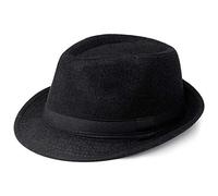 Coucoland Panama Cappello Estivo da Uomo Fedora Trilby Bogart, Cappello da Sole in Paglia di Carta, da Spiaggia, da Uomo, Primavera/Estate, in Paglia 1920s (Taglia Unica) (Feltro Nero)