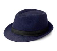Coucoland Panama Cappello Estivo da Uomo Fedora Trilby Bogart, Cappello da Sole in Paglia di Carta, da Spiaggia, da Uomo, Primavera/Estate, in Paglia 1920s (Taglia Unica) (Feltro Blu Navy)