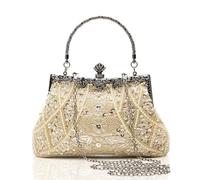 Coucoland Vintage Pearl Bag anni '20 Flapper Pochette Pochette Glitter paillettes Pochette per le Donne Roaring 20s Sera Pochette Perline Gatsby Costume Accessori Festa di nozze, Beige