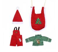 CoudarTitie 4 Pezzi per Bambola con Motivi di Alberi di Natale E su Ogni Capo Compreso E Tuta con Cappello Adatto per Giochi Immaginativi E