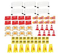 CoudarTitie 62 Pezzi Segnaletica Stradale Giocattolo Educativo Semaforo Bambini Accessori Interattivi Educativi con Luci per Apprendimento, 62 Mini segnali stradali