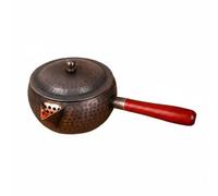 CoudarTitie Bollitore in Rame Martellato Teiera Caraffa Caffettiera Brocca con Manico Laterale Ergonomico E Beccuccio Sagomato, Piccolo, 600 ML, Beccuccio A Punta, Con Coperchio