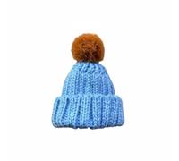 CoudarTitie Cappello Bjd Bambola Berretto Cuffia Accessorio in Filato a Maglia con Pompon per Valorizzare La Bambola Adatto per Esposizione Set Fotografici Regali, Blu, Ponpon Marrone