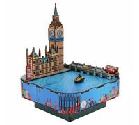 CoudarTitie Carillon Puzzle Legno 3D Modello Architettonico Kit Costruzione Scatola Musicale Educativa con Ingranaggi Dettagli Incisi Struttura Solida Materiale, Carillon Big Ben