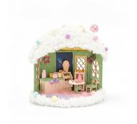 CoudarTitie Casetta con tto in Peluche 3D Casetta in Miniatura Compangolo per Libri per Collezionisti, Inverno
