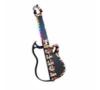 CoudarTitie Chitarra Elettronica Bambini Giocattolo Digitale Didattica con Tasti Luminosi Guide Accordi Melodie 7 Suoni 4 Ritmi, Carbon Red