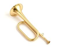 CoudarTitie Corno in Ottone Tromba Bugle Strumento a Fiato con Anello per Dita Compatto con Campana Allargata Tubo Arrotolato Controllo Del Respiro Trasporto