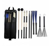 CoudarTitie Drumsticks Bacchette Batteria Set Bacchette Spazzole Mazze Accessori Percussioni Materiali Legno Metallo Gomma Funzioni Versatili con Borsa Trasporto