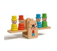 CoudarTitie Gioco di Equilibrio per Bambini Bilancia Giocattolo Educativo Impilabile Clown Anelli Legno Stimola Attenzione E Perseveranza con Bilancia Oscillante Interattiva Adatto a Casa Aula Regalo