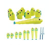 CoudarTitie Gioco di Pesca Interattivo per Bambini Design Retrattile E Aste Incluse Stimola La Coordinazione -Manuale Adatto a Momenti di Gioco Familiare E Gruppi Scolastici, Verde, Bagged 8F 2R