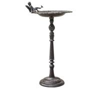 CoudarTitie Mangiatoia per Uccelli in Ghisa con Colonna Centrale Tornita E Ciotola Decorata con Uccellini per Nutrire Uccelli in Terrazza O Giardino