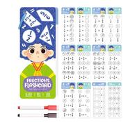 CoudarTitie Math Flash Cards Set di Carte Didattiche per Matematica Schede Riutilizzabili Materiale Carta Pp Penne Incluse Aiuti per Pratica Adatti a Studenti Ins, Frazione