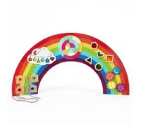 CoudarTitie Pannello Murale per Bambini Tavola Sensoriale Gioco Educativo Bacheca Interattiva Lavagna attività in Legno con Parti, 4.8kg, Gioco da Parete A Forma di Arcobaleno