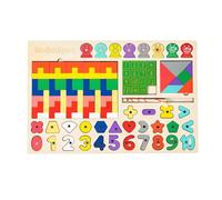 CoudarTitie Puzzle Educativo per Bambini Tavola Gioco Didattico Legno Numeri Forme Incastri Abaco Apprendimento Materiale Legno Esplorazione Manuale Adatto a Prescuola Casa Regalo